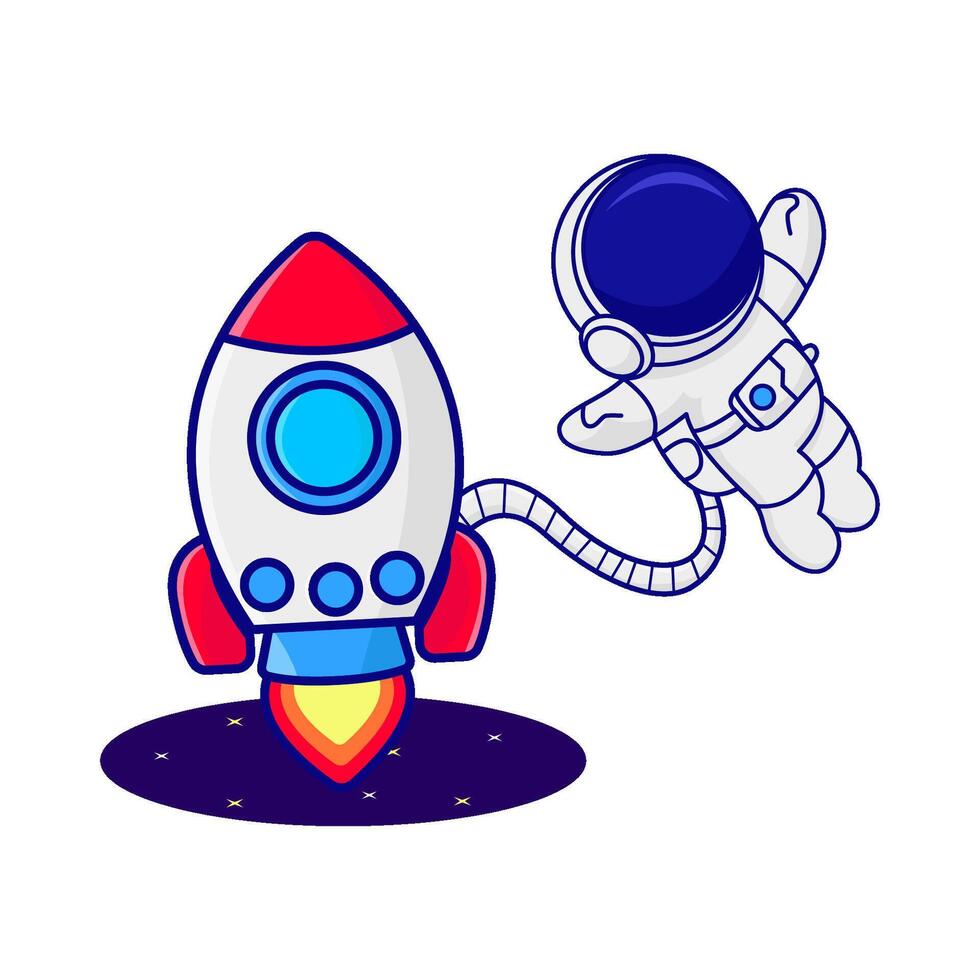 raket met astronaut illustratie vector