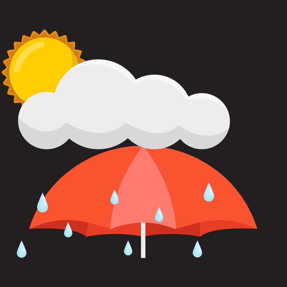 zon, wolk regen met paraplu illustratie vector