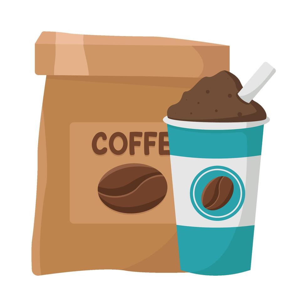 koffie zak met kop koffie drinken illustratie vector