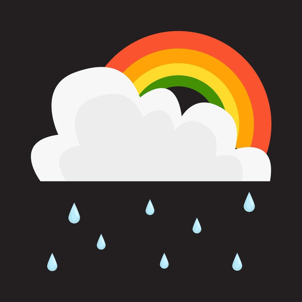 regenboog met regen illustratie vector