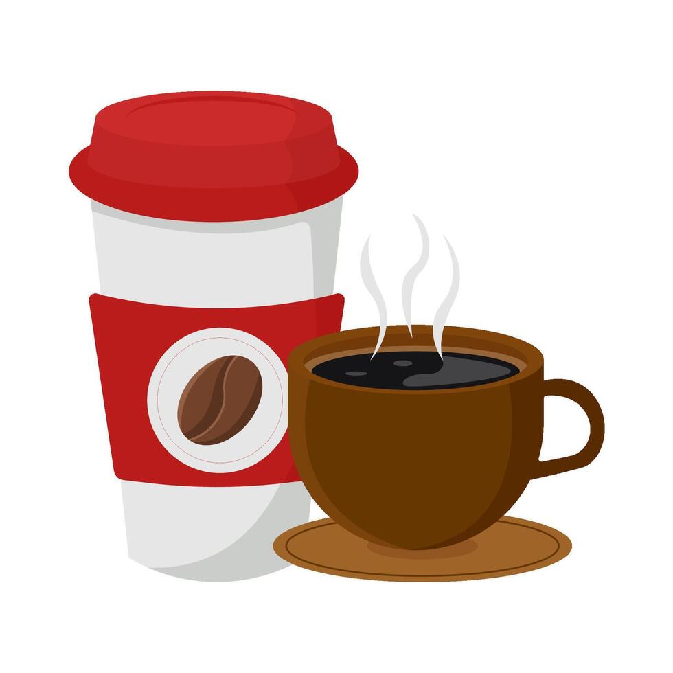 kop koffie drinken met glas koffie drinken illustratie vector