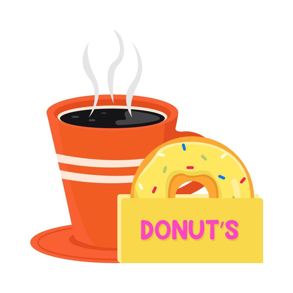 koffie drinken met donuts illusration vector