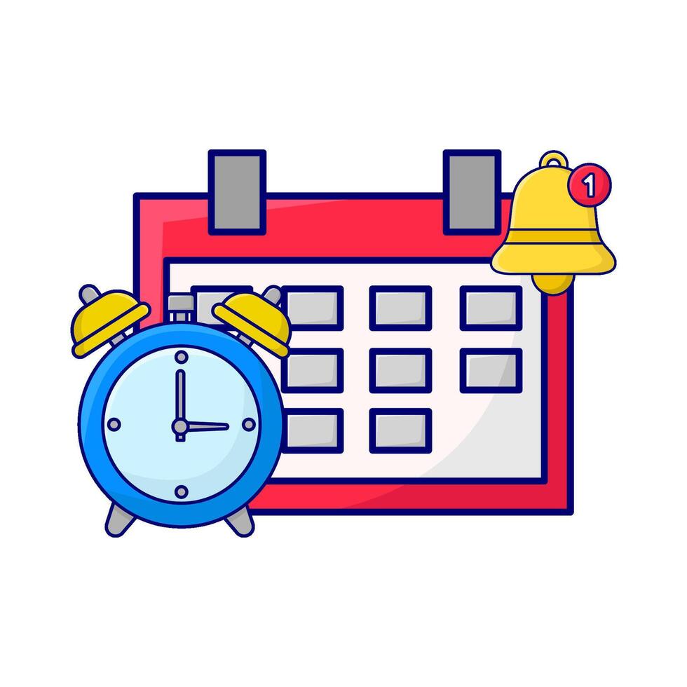 kalender, klok kennisgeving met alarm klok tijd illustratie vector