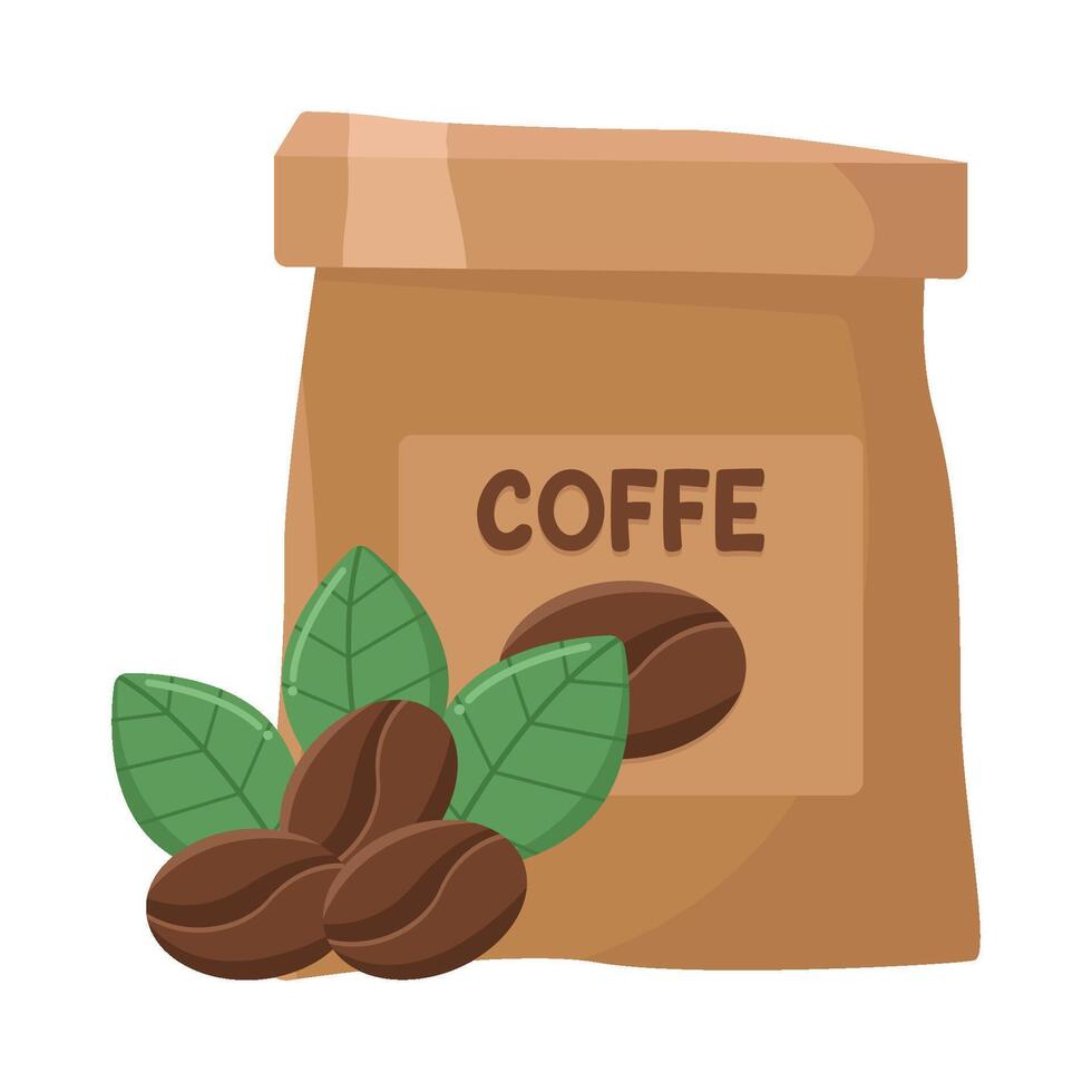 koffie zak met koffie bonen illustratie vector