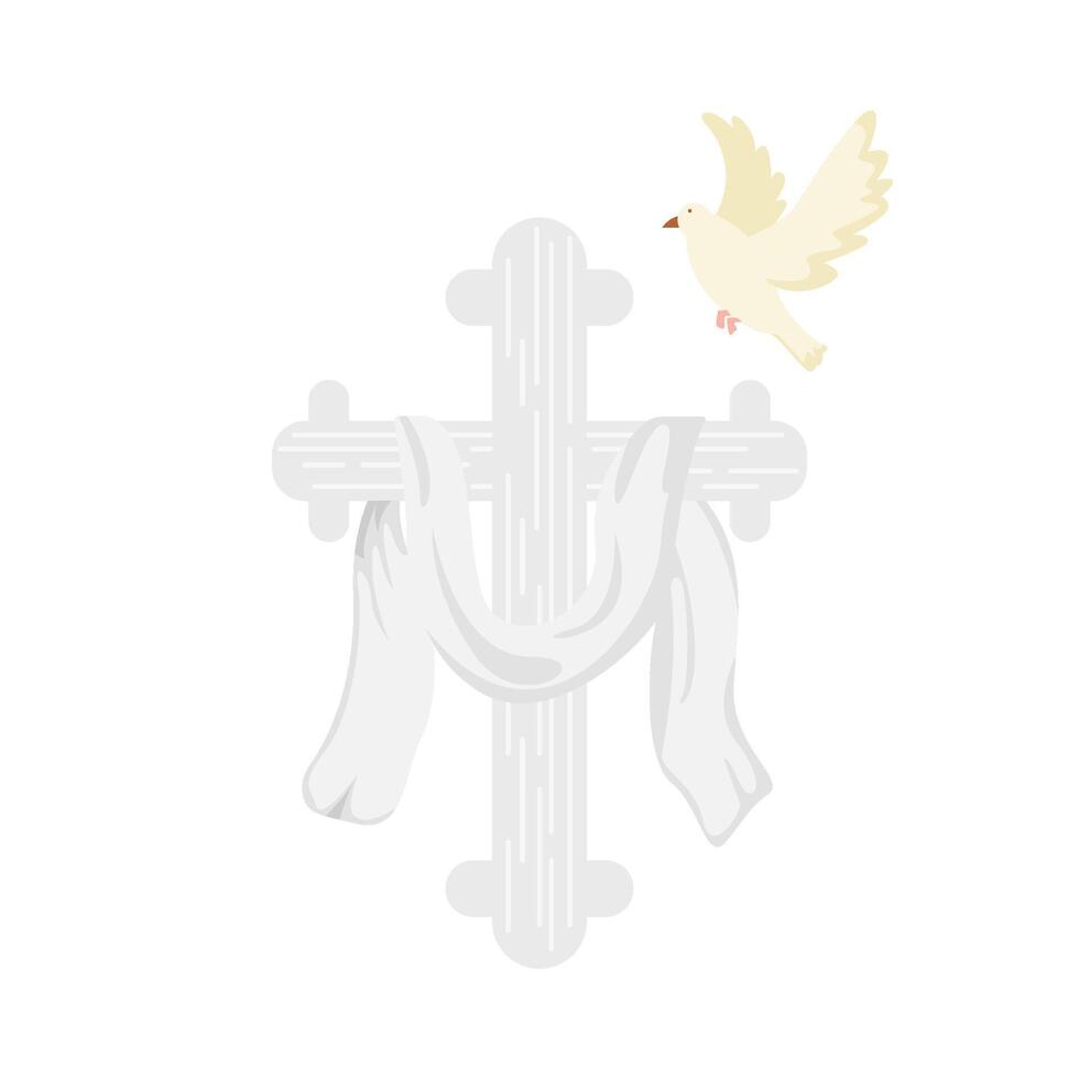 christen kruis religieus met vogel illustratie vector