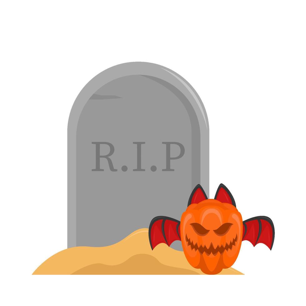 pompoen halloween in grafsteen illustratie vector