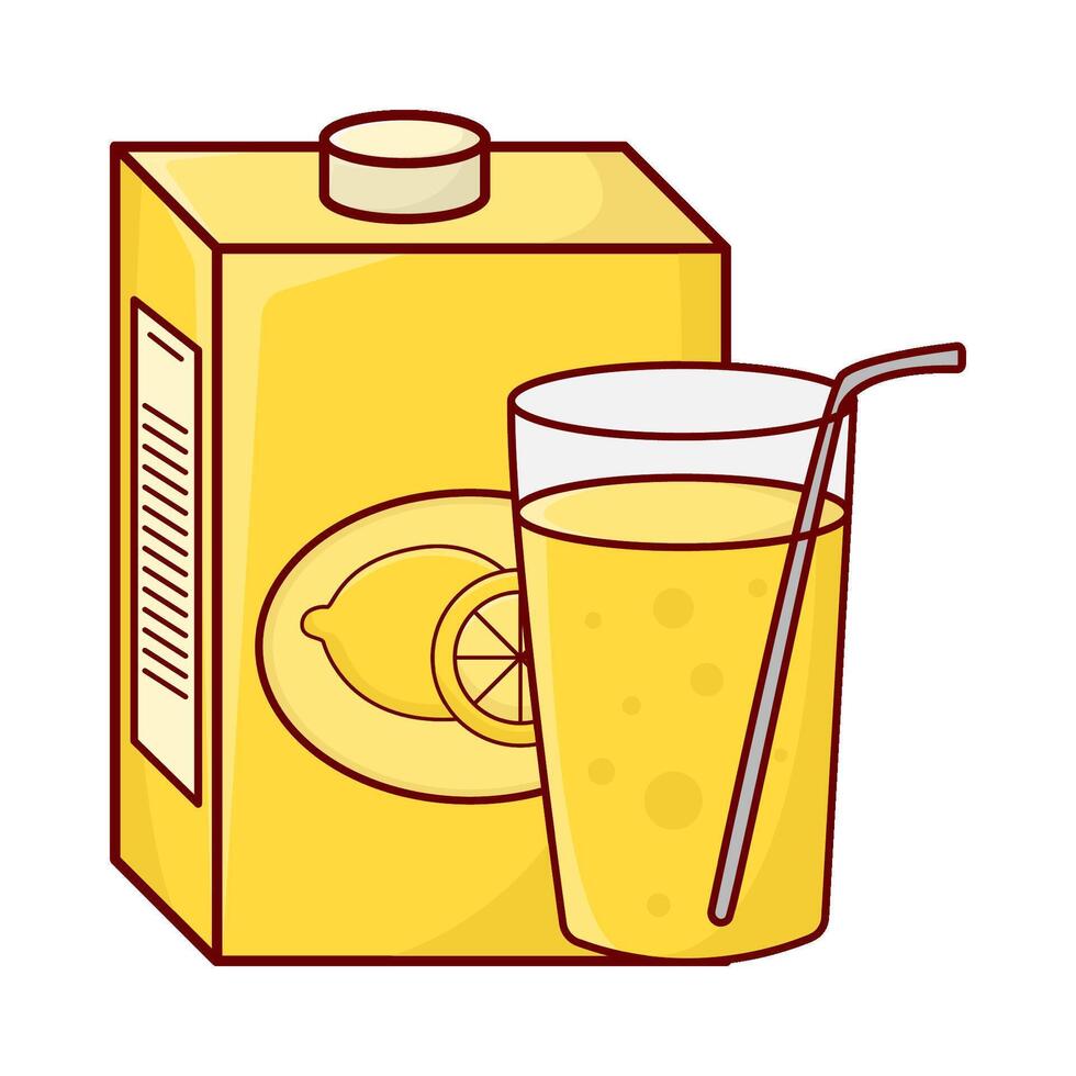 doos citroen sap met glas citroen sap illustratie vector