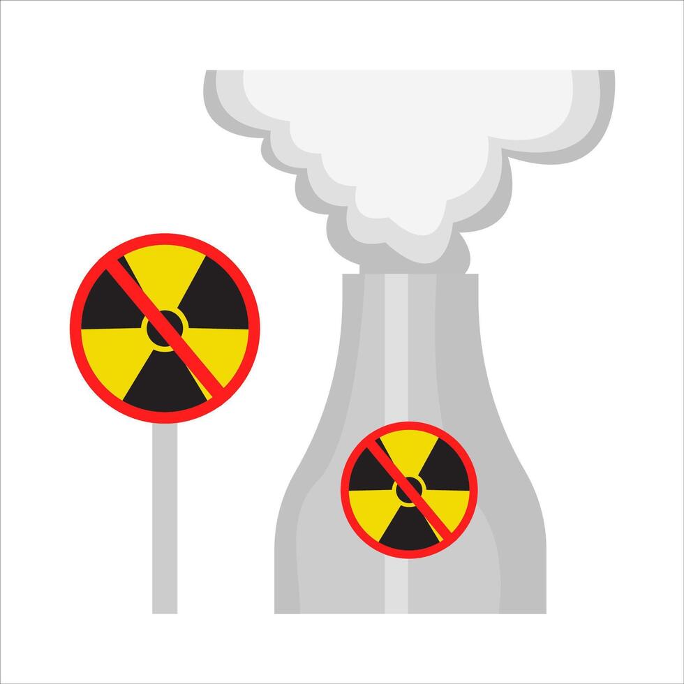 straling in Nee teken bord met Nee straling in schoorsteen illustratie vector