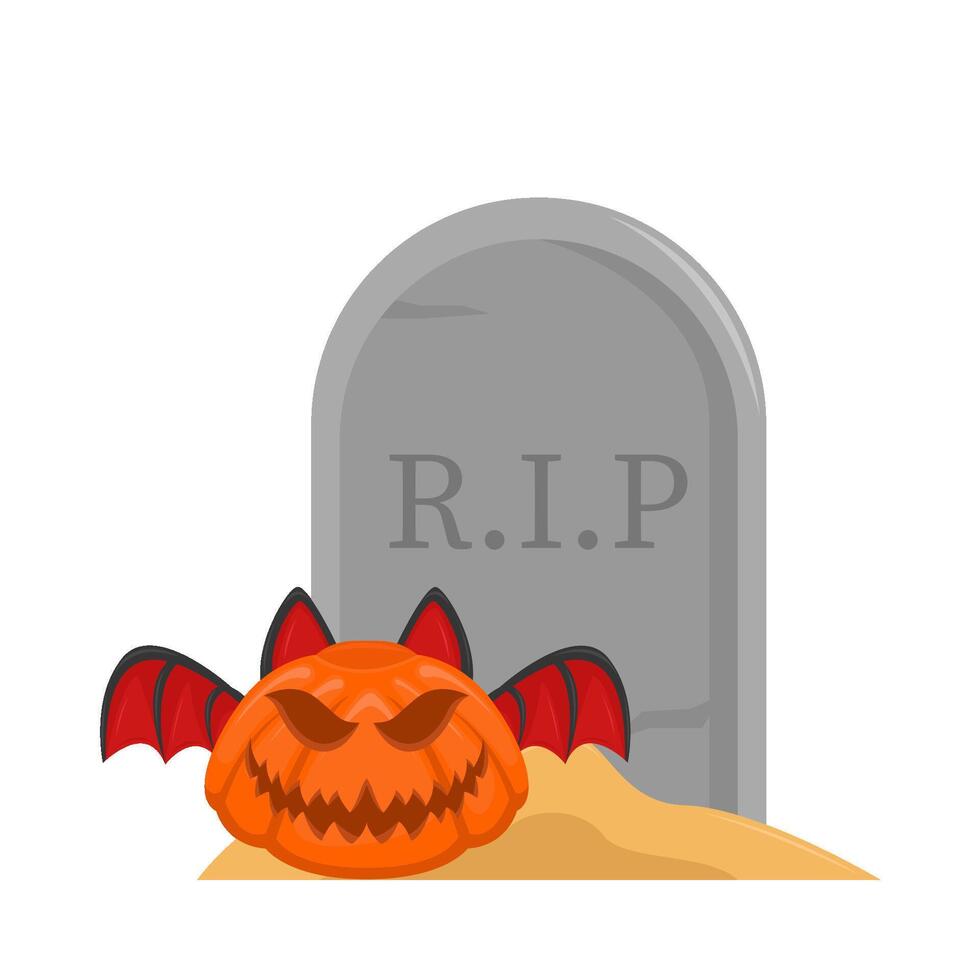 pompoen halloween in grafsteen illustratie vector