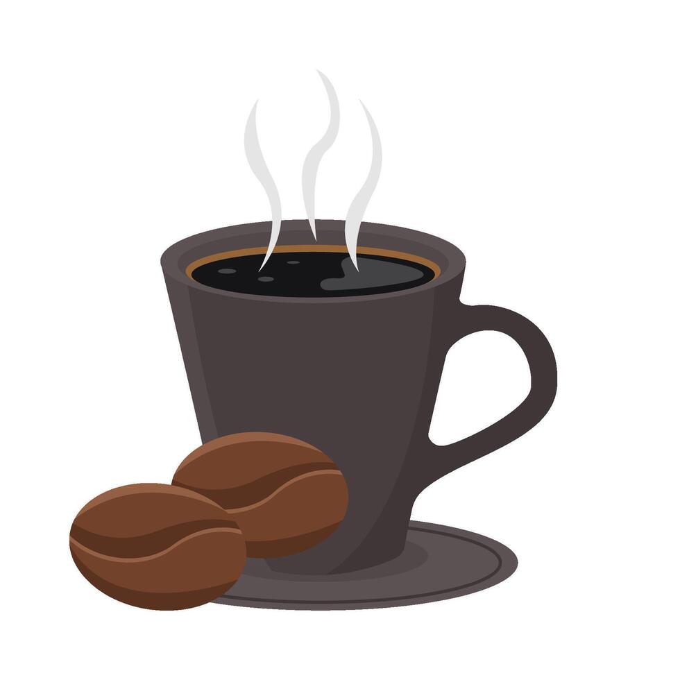 glas koffie drinken met koffie bonen illustratie vector