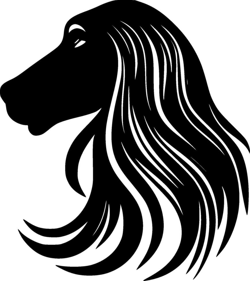 afghaan hond - zwart en wit geïsoleerd icoon - vector illustratie