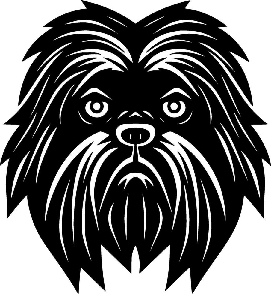 affenpinscher, zwart en wit vector illustratie