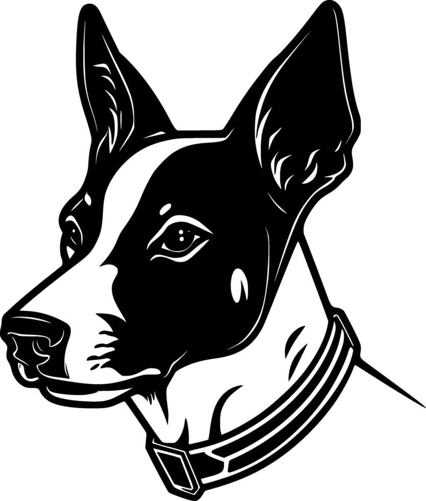 basenji, zwart en wit vector illustratie