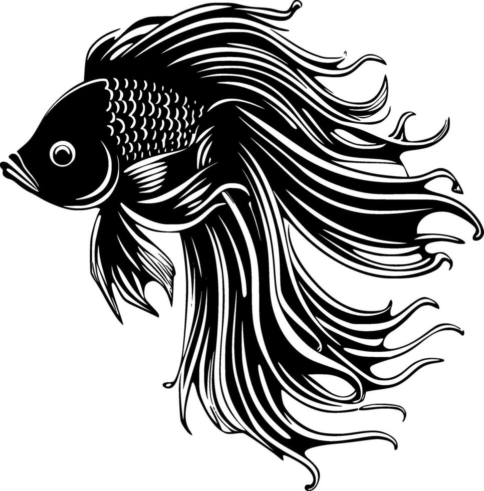 betta vis, minimalistische en gemakkelijk silhouet - vector illustratie