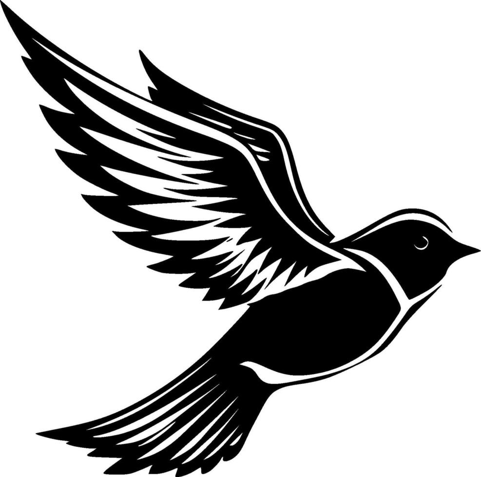 vogel, zwart en wit vector illustratie