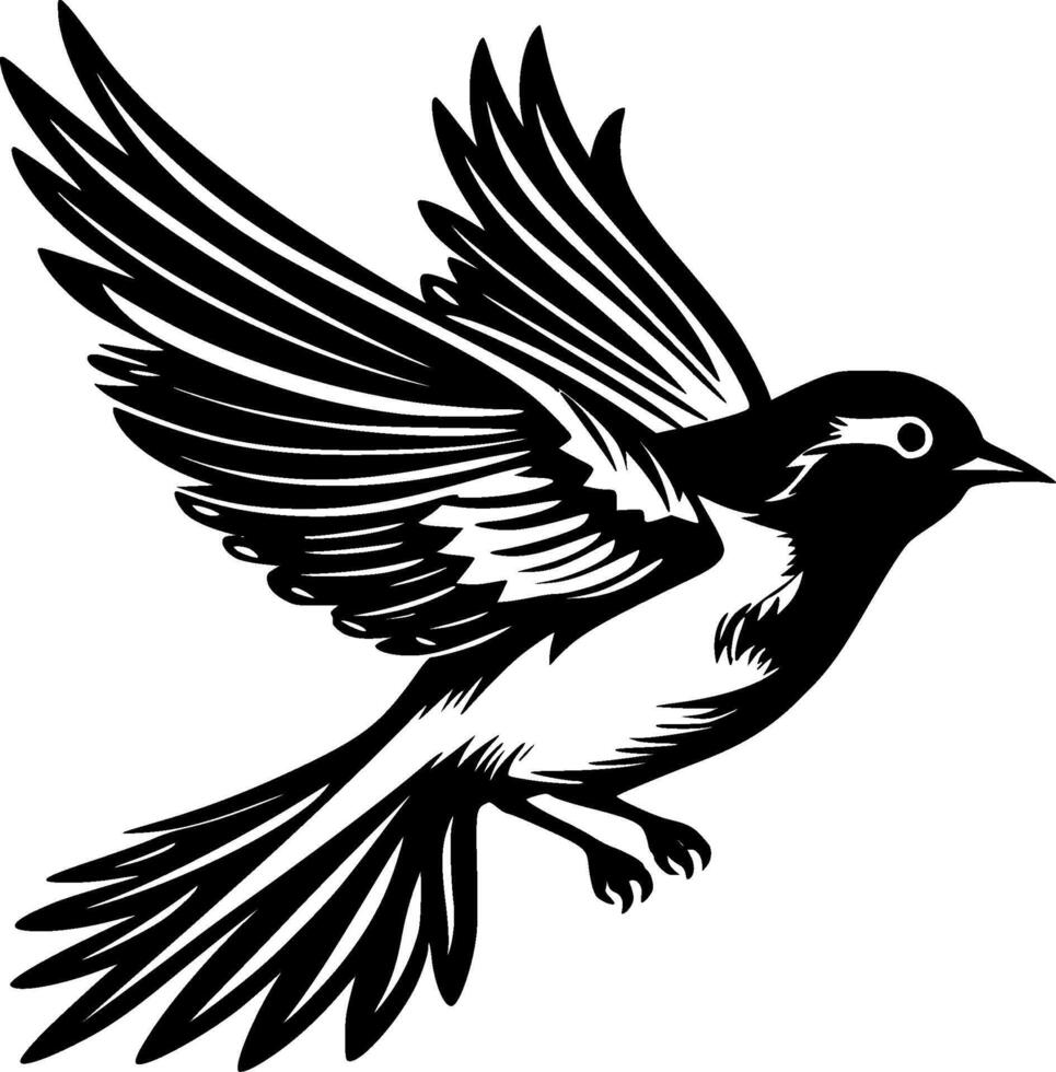 vogel - zwart en wit geïsoleerd icoon - vector illustratie