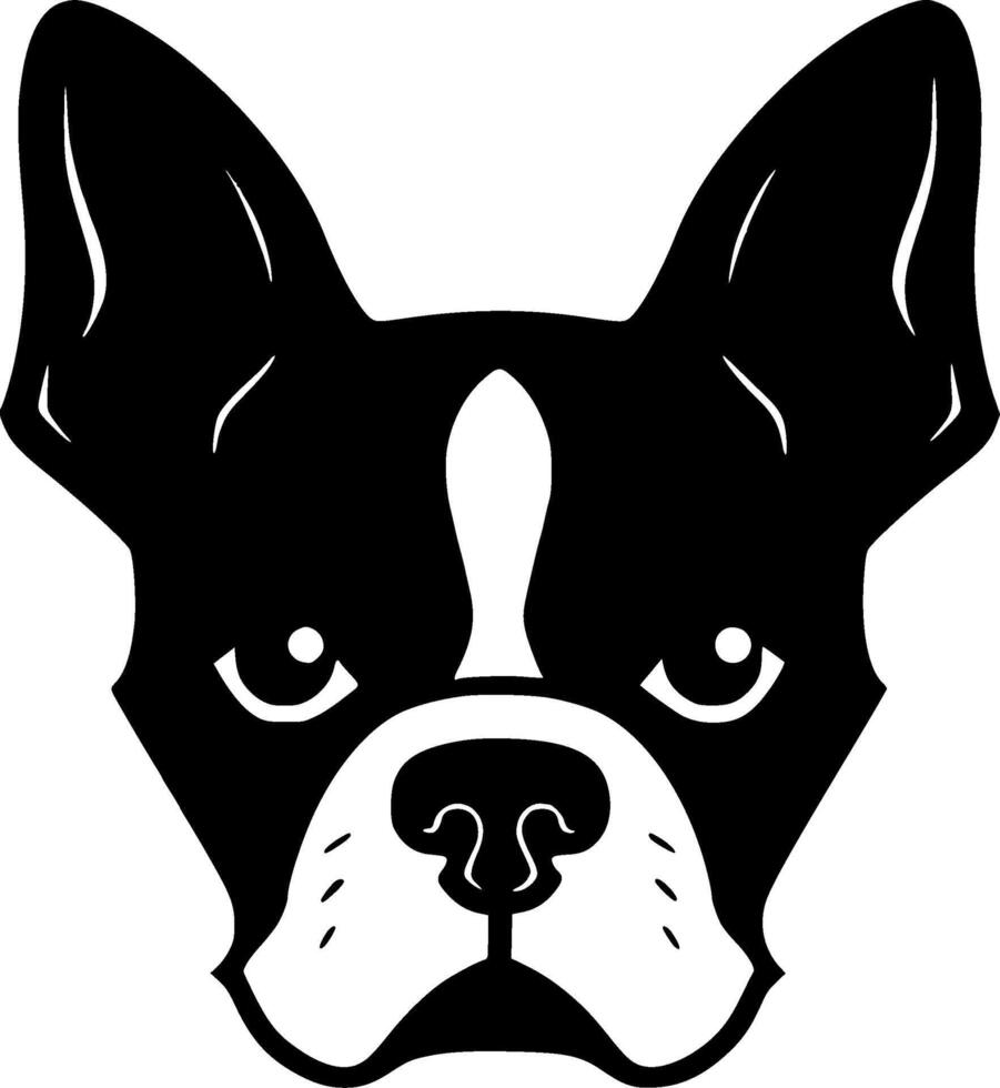 Boston terriër - zwart en wit geïsoleerd icoon - vector illustratie