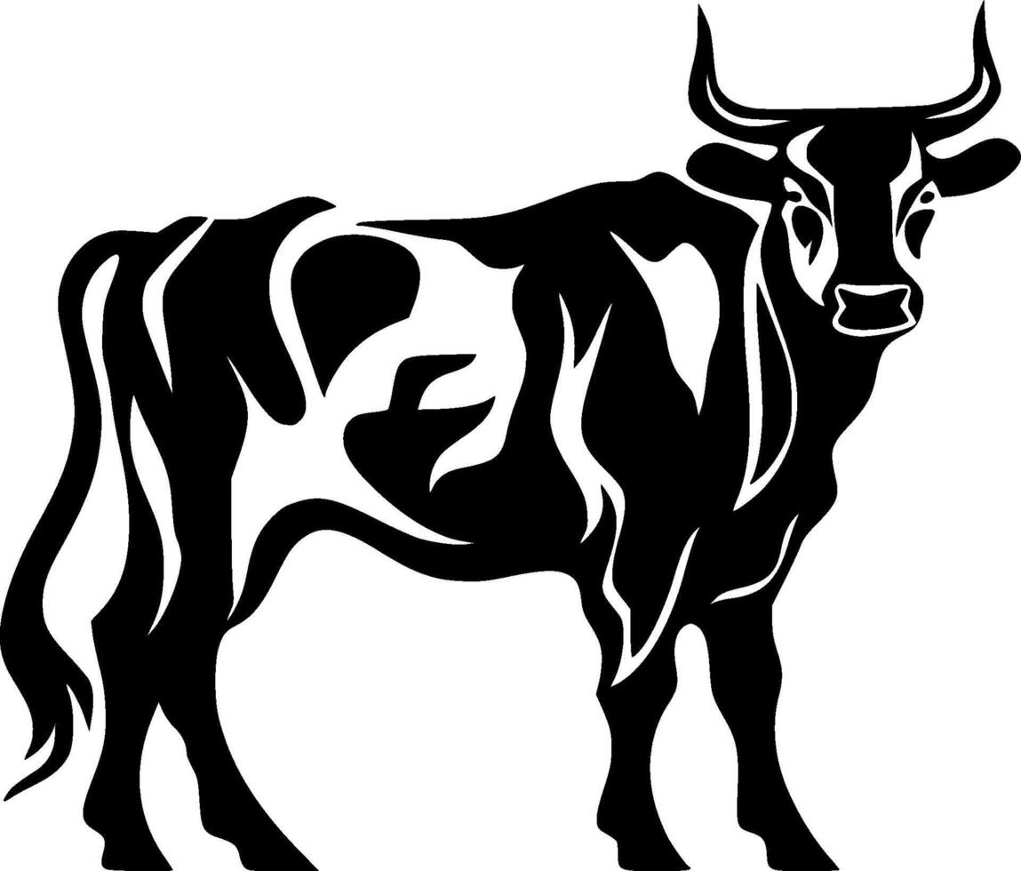 stier - zwart en wit geïsoleerd icoon - vector illustratie