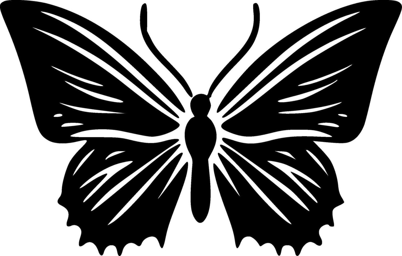 vlinder - zwart en wit geïsoleerd icoon - vector illustratie