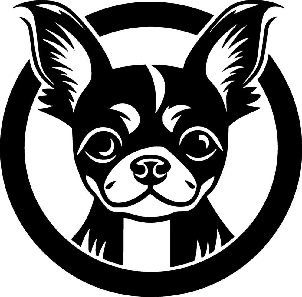 chihuahua - zwart en wit geïsoleerd icoon - vector illustratie