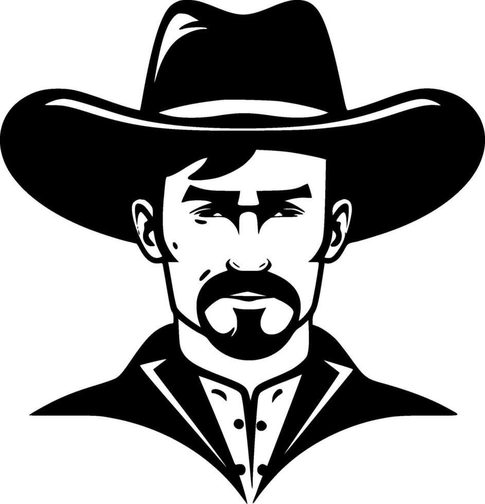 cowboy - zwart en wit geïsoleerd icoon - vector illustratie