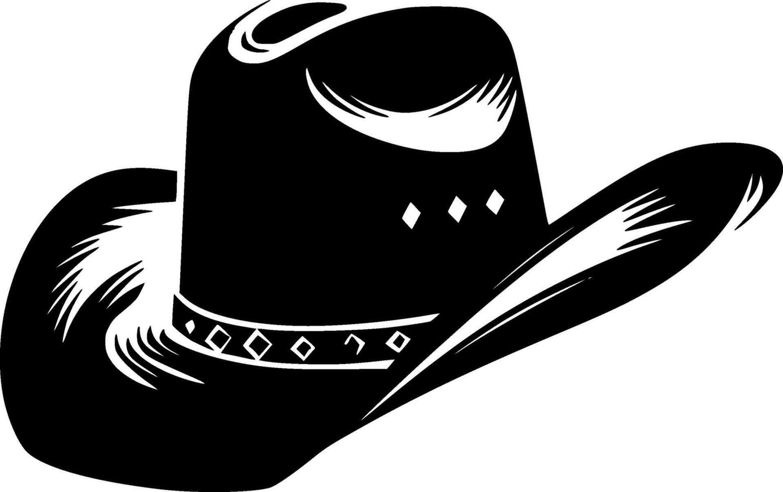 cowboy hoed, zwart en wit vector illustratie