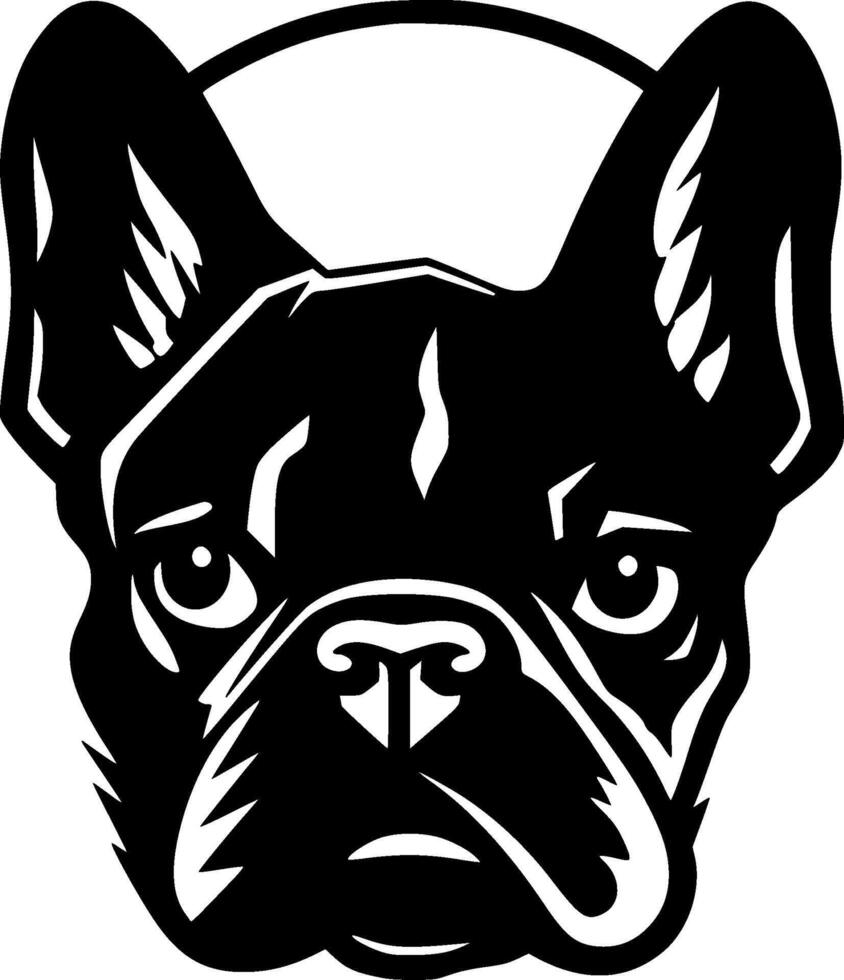 Frans bulldog - zwart en wit geïsoleerd icoon - vector illustratie