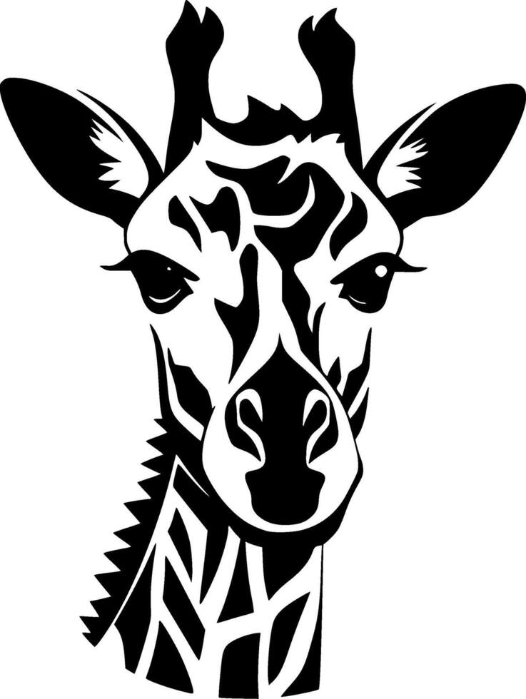 giraffe - zwart en wit geïsoleerd icoon - vector illustratie