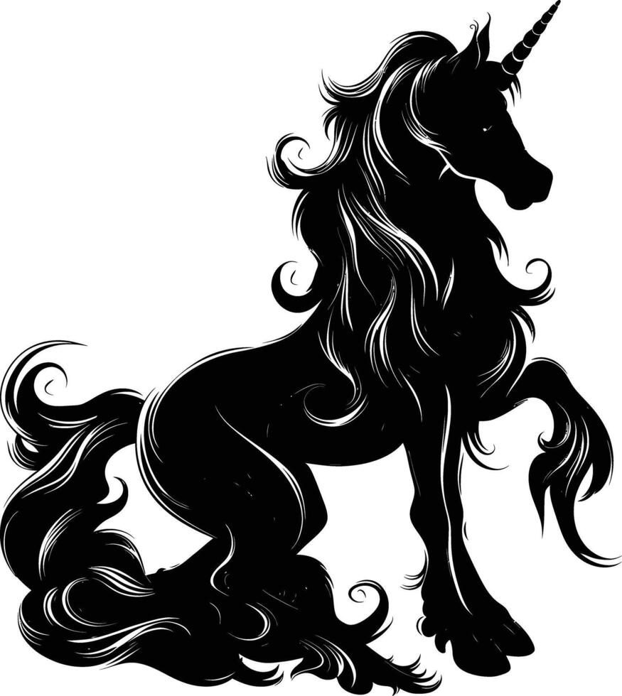 ai gegenereerd silhouet Pegasus paard of kirin de mythisch schepsel zwart kleur enkel en alleen vector