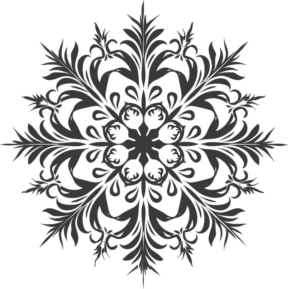 ai gegenereerd silhouet mandala bloem sneeuwvlok vormig zwart kleur enkel en alleen vector