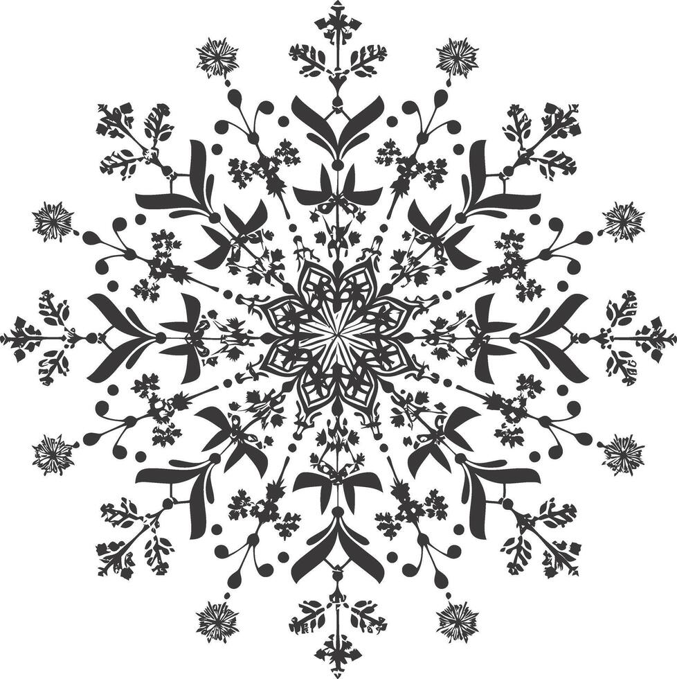 ai gegenereerd silhouet mandala bloem sneeuwvlok vormig zwart kleur enkel en alleen vector