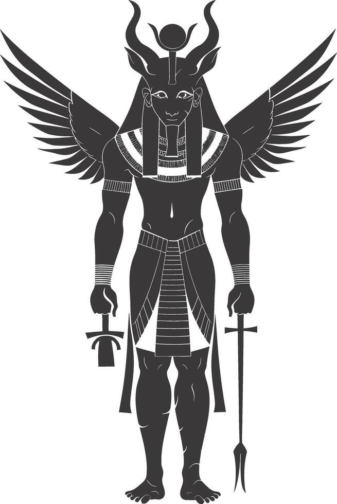 ai gegenereerd silhouet spinx de Egypte mythisch schepsel zwart kleur enkel en alleen vol lichaam vector