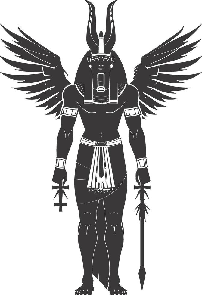 ai gegenereerd silhouet spinx de Egypte mythisch schepsel zwart kleur enkel en alleen vol lichaam vector