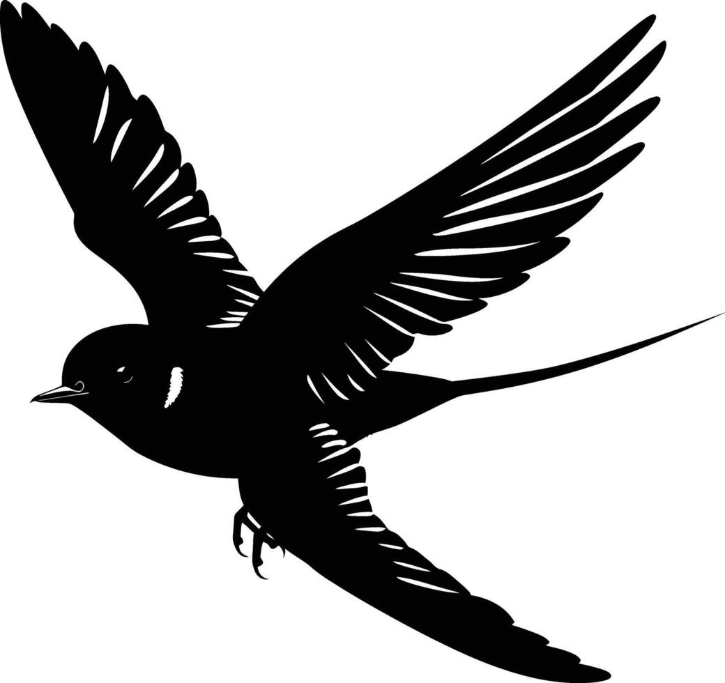 ai gegenereerd silhouet slikken vogel flaying zwart kleur enkel en alleen vol lichaam vector