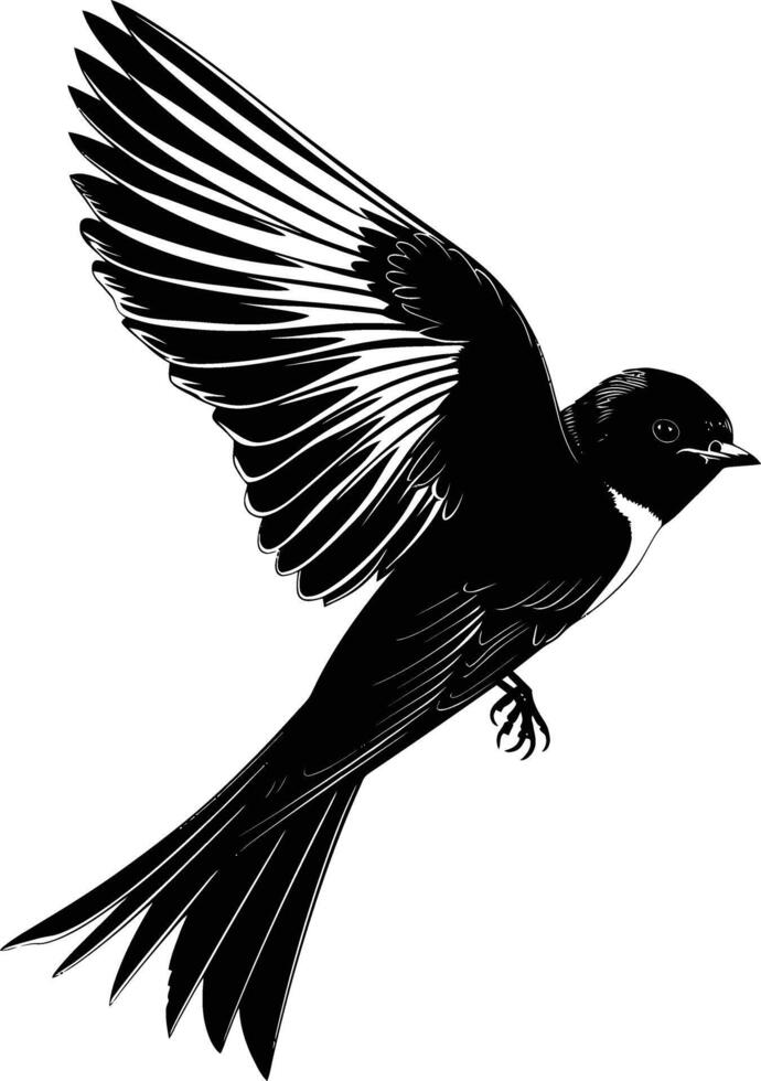ai gegenereerd silhouet slikken vogel flaying zwart kleur enkel en alleen vol lichaam vector