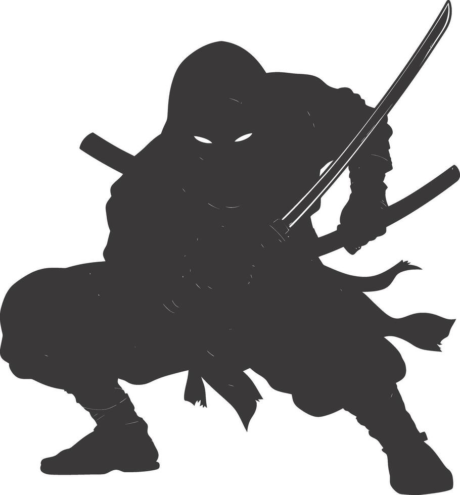 ai gegenereerd silhouet Ninja Sluipmoordenaar zwart kleur enkel en alleen vol lichaam vector