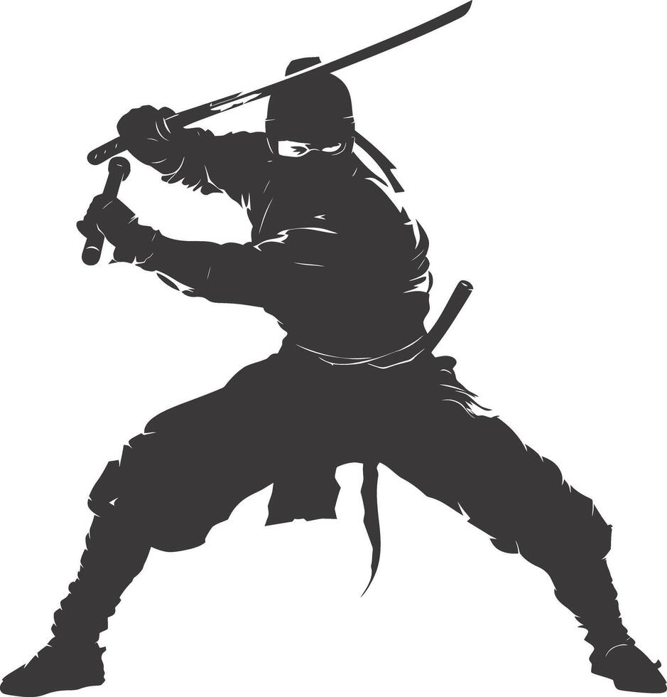 ai gegenereerd silhouet Ninja Sluipmoordenaar zwart kleur enkel en alleen vol lichaam vector