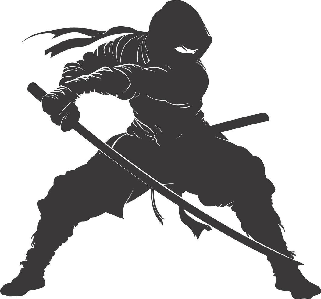 ai gegenereerd silhouet Ninja krijger zwart kleur enkel en alleen vol lichaam vector