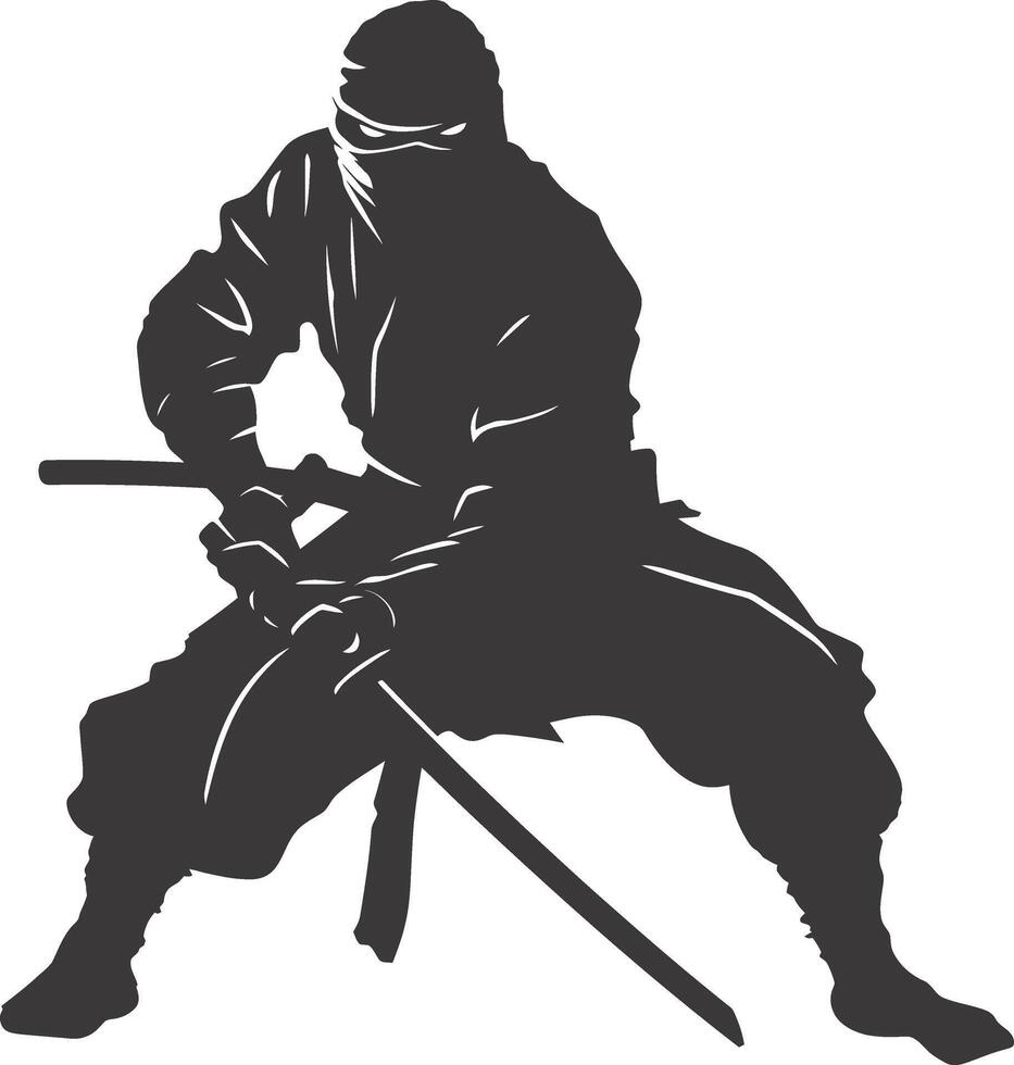 ai gegenereerd silhouet Ninja krijger zwart kleur enkel en alleen vol lichaam vector