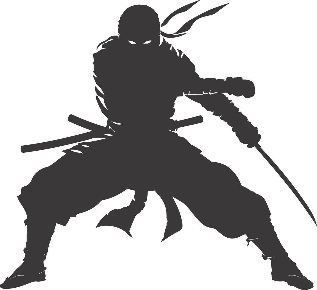 ai gegenereerd silhouet Ninja krijger zwart kleur enkel en alleen vol lichaam vector