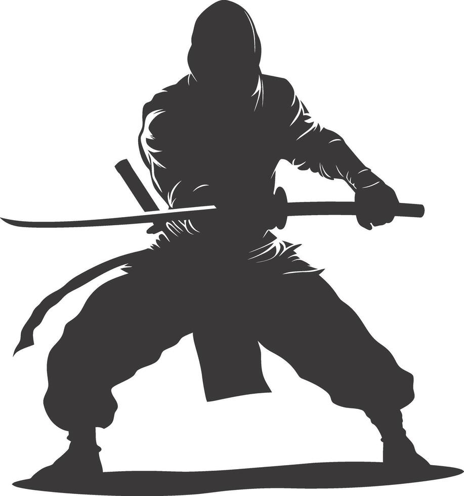 ai gegenereerd silhouet Ninja krijger zwart kleur enkel en alleen vol lichaam vector