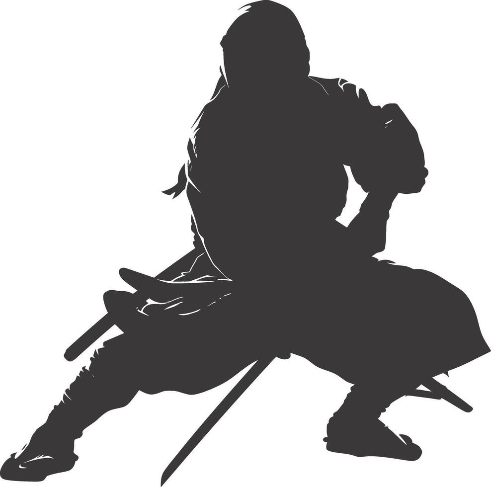 ai gegenereerd silhouet Ninja zwart kleur enkel en alleen vol lichaam vector