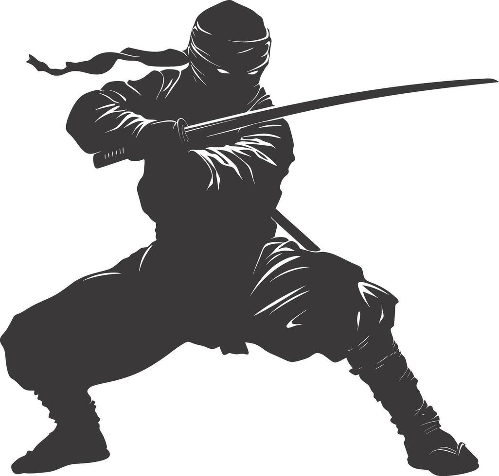 ai gegenereerd silhouet Ninja zwart kleur enkel en alleen vol lichaam vector