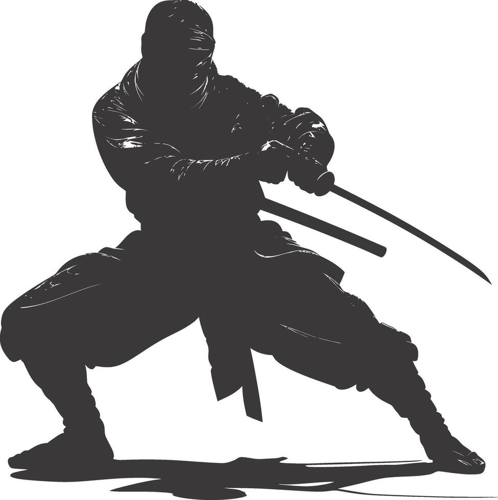 ai gegenereerd silhouet Ninja zwart kleur enkel en alleen vol lichaam vector