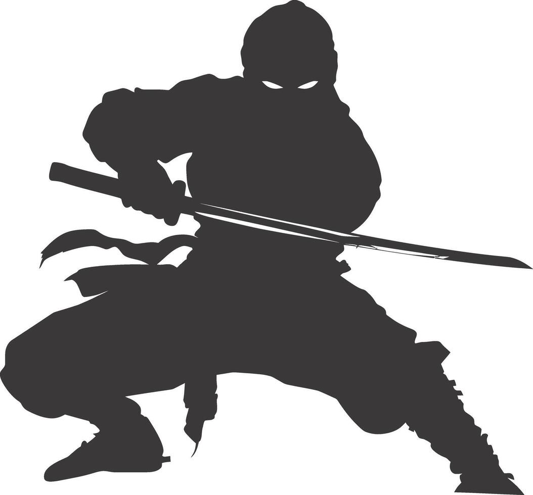 ai gegenereerd silhouet Ninja zwart kleur enkel en alleen vol lichaam vector