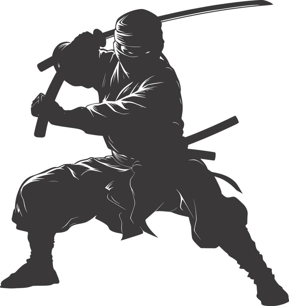 ai gegenereerd silhouet Ninja zwart kleur enkel en alleen vol lichaam vector