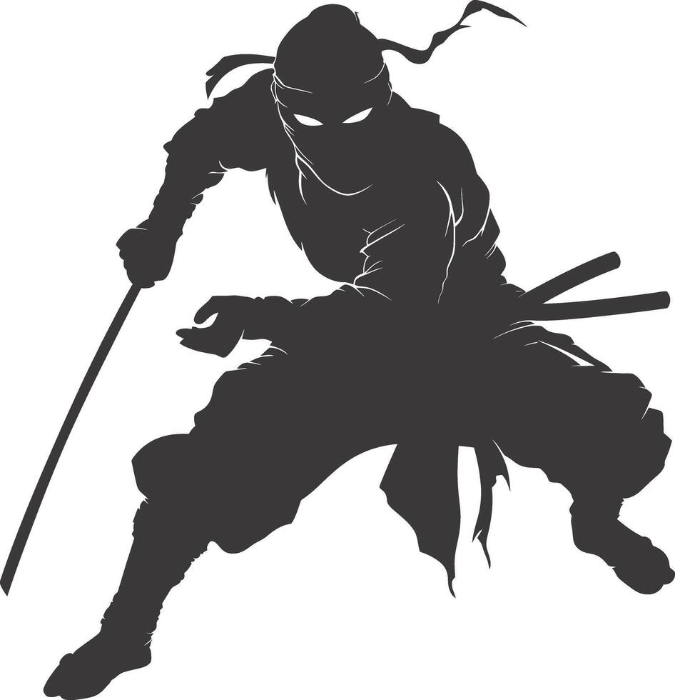 ai gegenereerd silhouet Ninja zwart kleur enkel en alleen vol lichaam vector