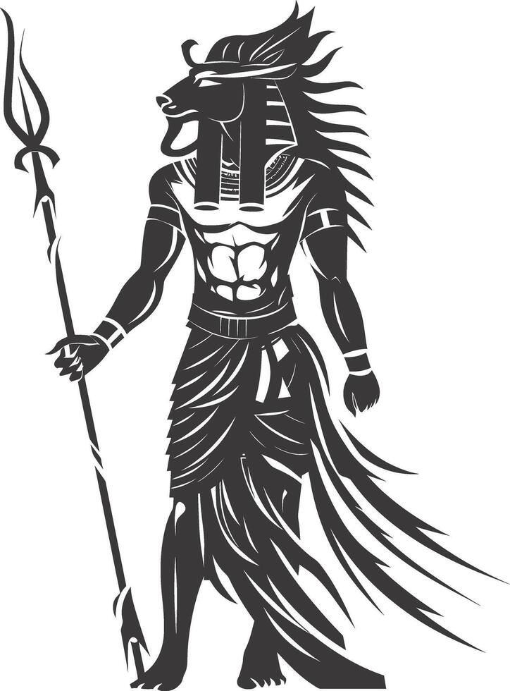 ai gegenereerd silhouet Farao de Egypte mythisch schepsel zwart kleur enkel en alleen vector