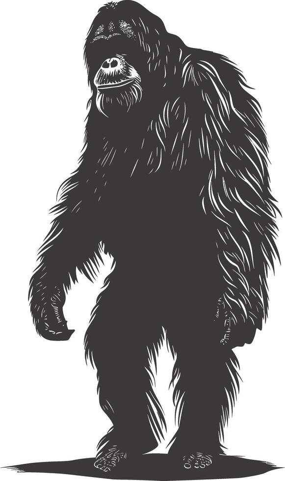 ai gegenereerd silhouet orang oetan dier vol lichaam zwart kleur enkel en alleen vector