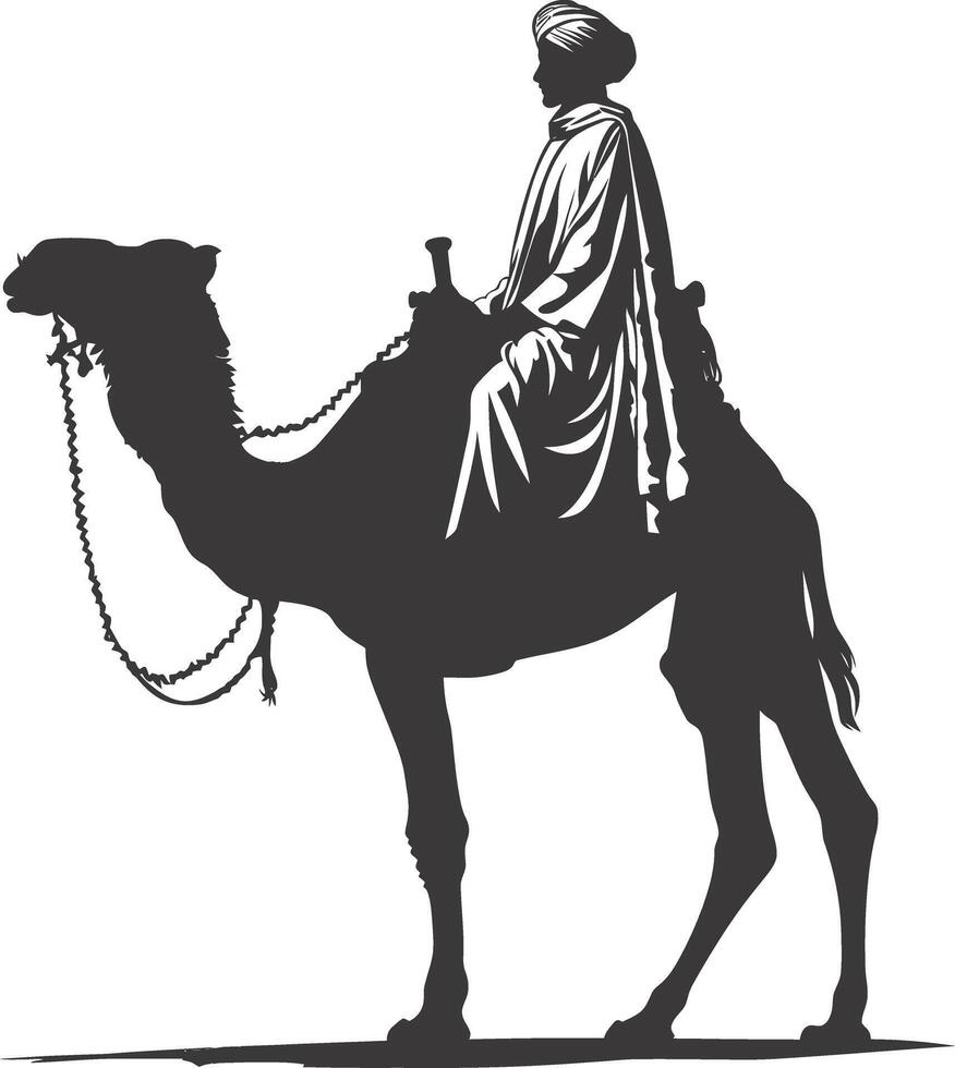 ai gegenereerd silhouet van een Arabisch persoon vervelend een tulband zwart kleur enkel en alleen vector